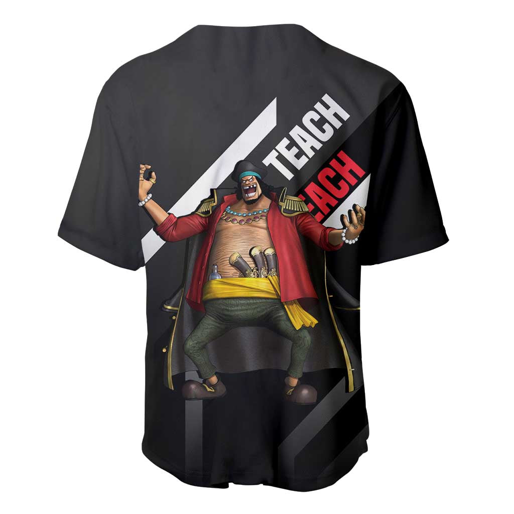 Marshall D. Teach One Piece Baseball Jersey with Blackbeard Pirate Pose and Fierce Design - The Mazicc