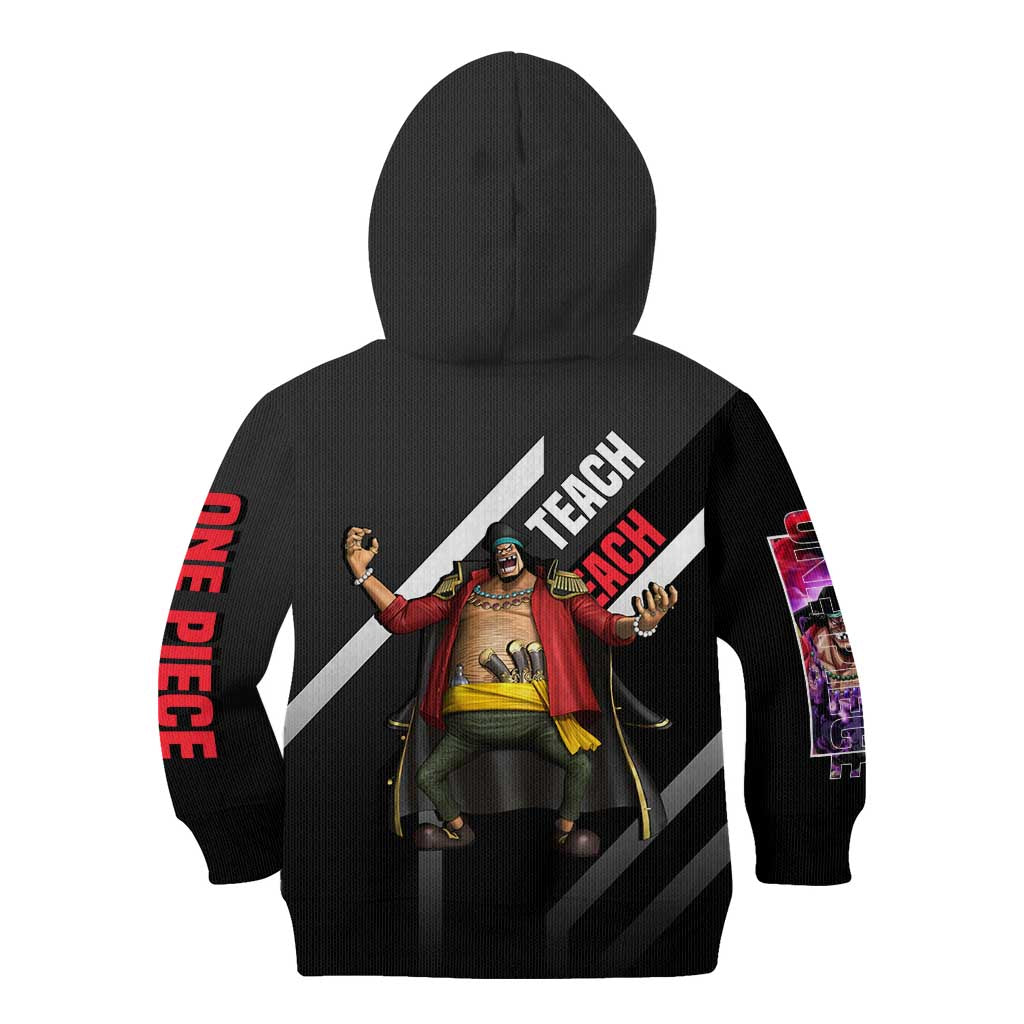 Marshall D. Teach One Piece Kid Hoodie with Blackbeard Pirate Pose and Fierce Design - The Mazicc