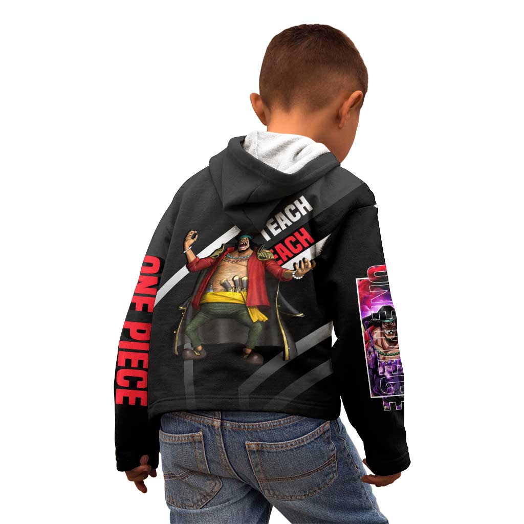 Marshall D. Teach One Piece Kid Hoodie with Blackbeard Pirate Pose and Fierce Design - The Mazicc