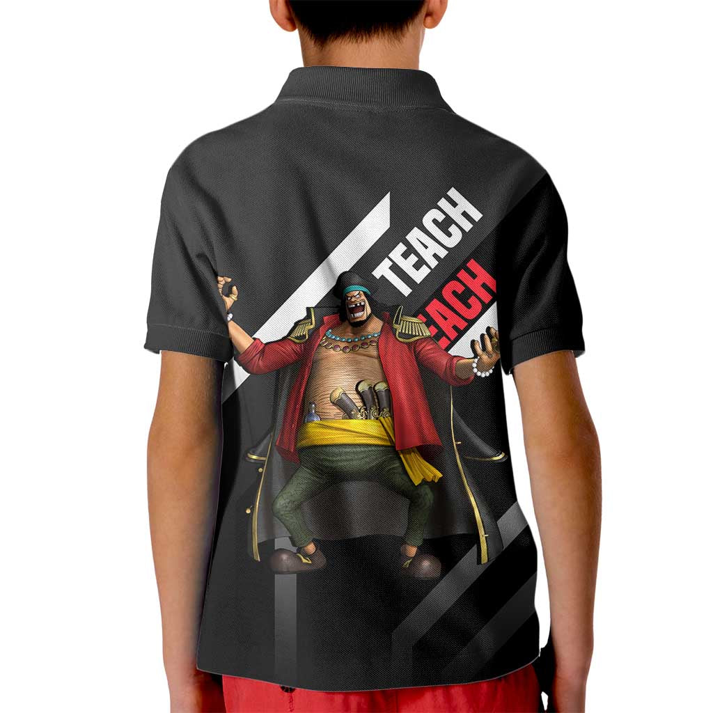 Marshall D. Teach One Piece Kid Polo Shirt with Blackbeard Pirate Pose and Fierce Design - The Mazicc