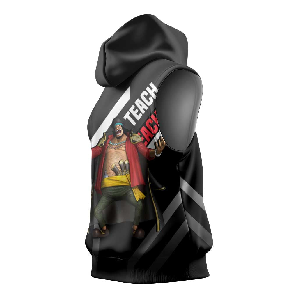 Marshall D. Teach One Piece Sleeveless Hoodie with Blackbeard Pirate Pose and Fierce Design - The Mazicc