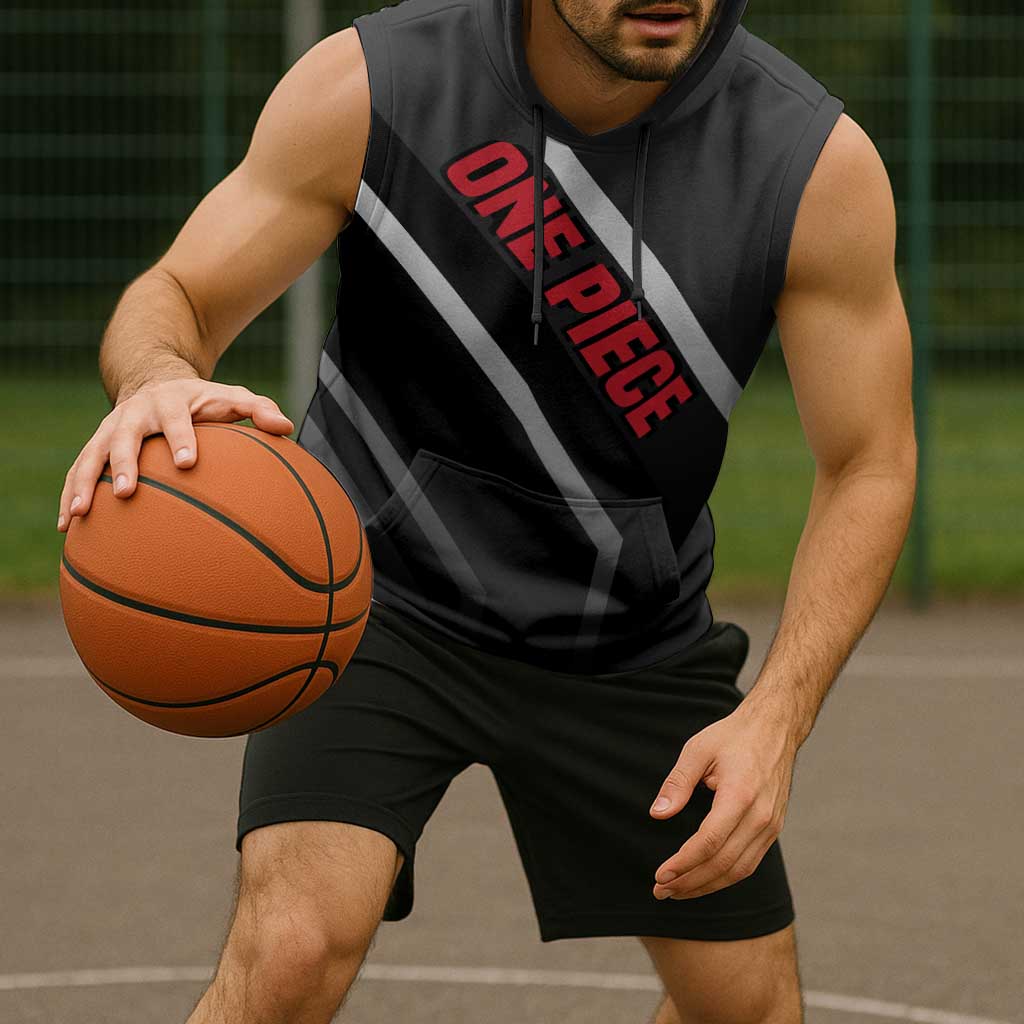 Marshall D. Teach One Piece Sleeveless Hoodie with Blackbeard Pirate Pose and Fierce Design - The Mazicc