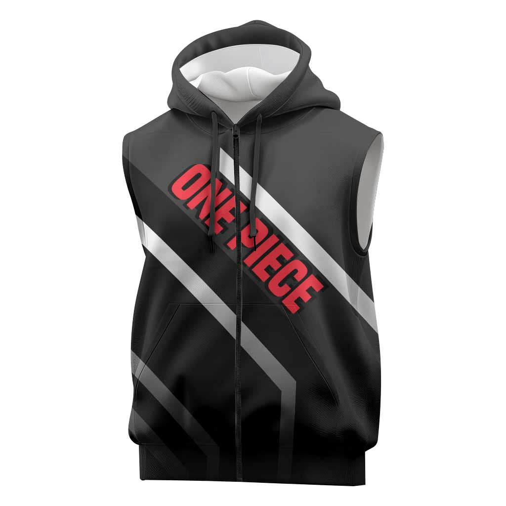 Marshall D. Teach One Piece Sleeveless Zip Hoodie with Blackbeard Pirate Pose and Fierce Design - The Mazicc