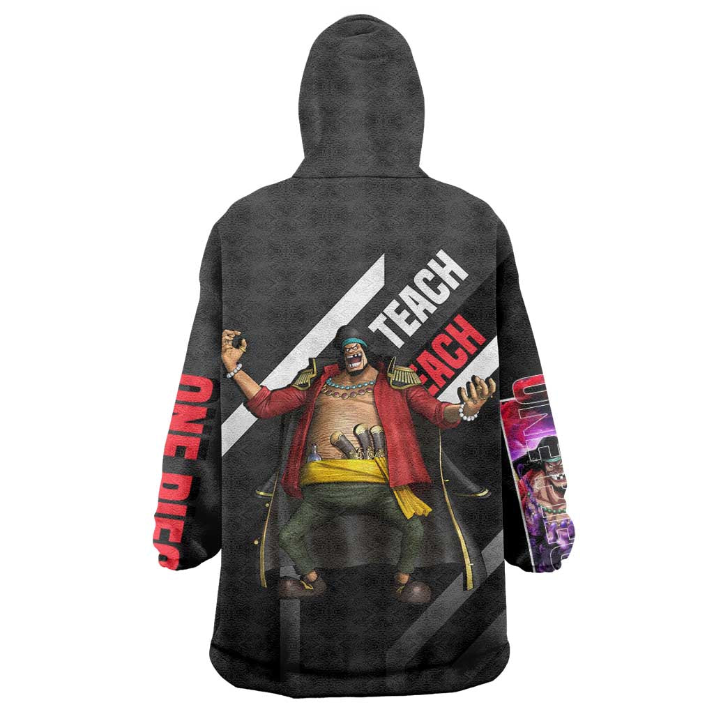 Marshall D. Teach One Piece Wearable Blanket Hoodie with Blackbeard Pirate Pose and Fierce Design - The Mazicc