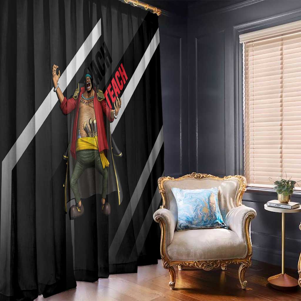 Marshall D. Teach One Piece Window Curtain with Blackbeard Pirate Pose and Fierce Design - The Mazicc
