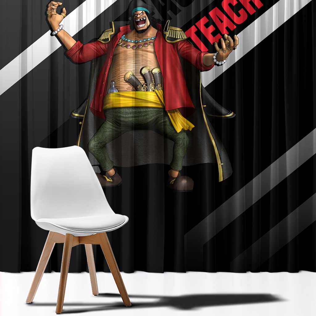 Marshall D. Teach One Piece Window Curtain with Blackbeard Pirate Pose and Fierce Design - The Mazicc