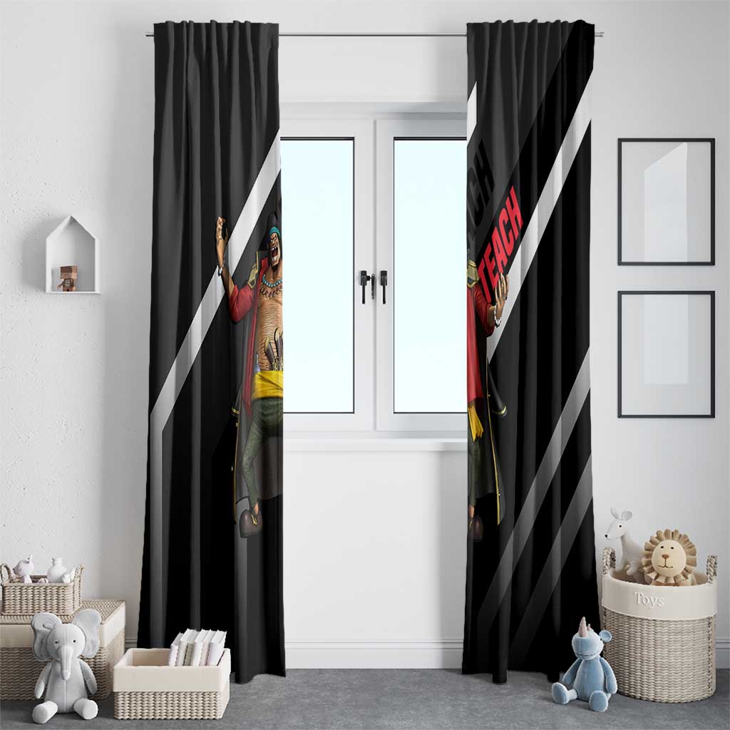 Marshall D. Teach One Piece Window Curtain with Blackbeard Pirate Pose and Fierce Design - The Mazicc