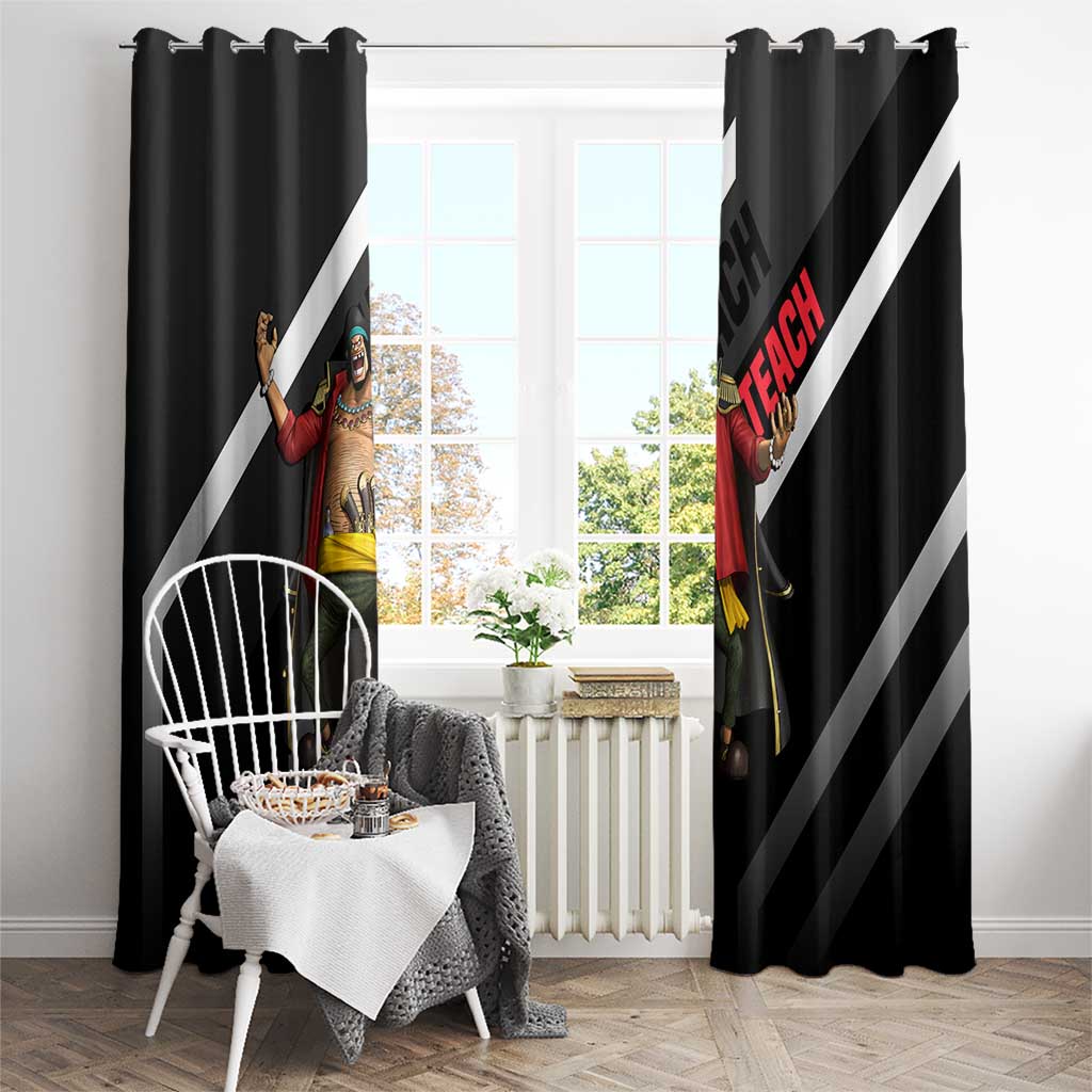 Marshall D. Teach One Piece Window Curtain with Blackbeard Pirate Pose and Fierce Design - The Mazicc