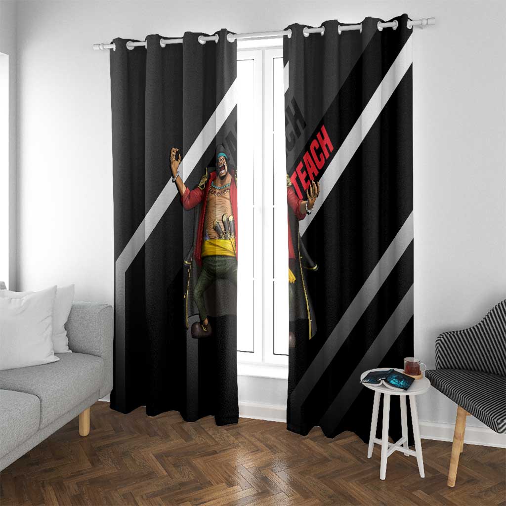 Marshall D. Teach One Piece Window Curtain with Blackbeard Pirate Pose and Fierce Design - The Mazicc