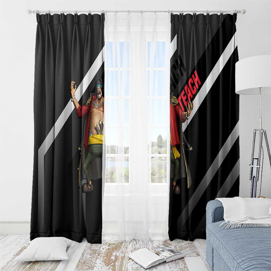 Marshall D. Teach One Piece Window Curtain with Blackbeard Pirate Pose and Fierce Design - The Mazicc