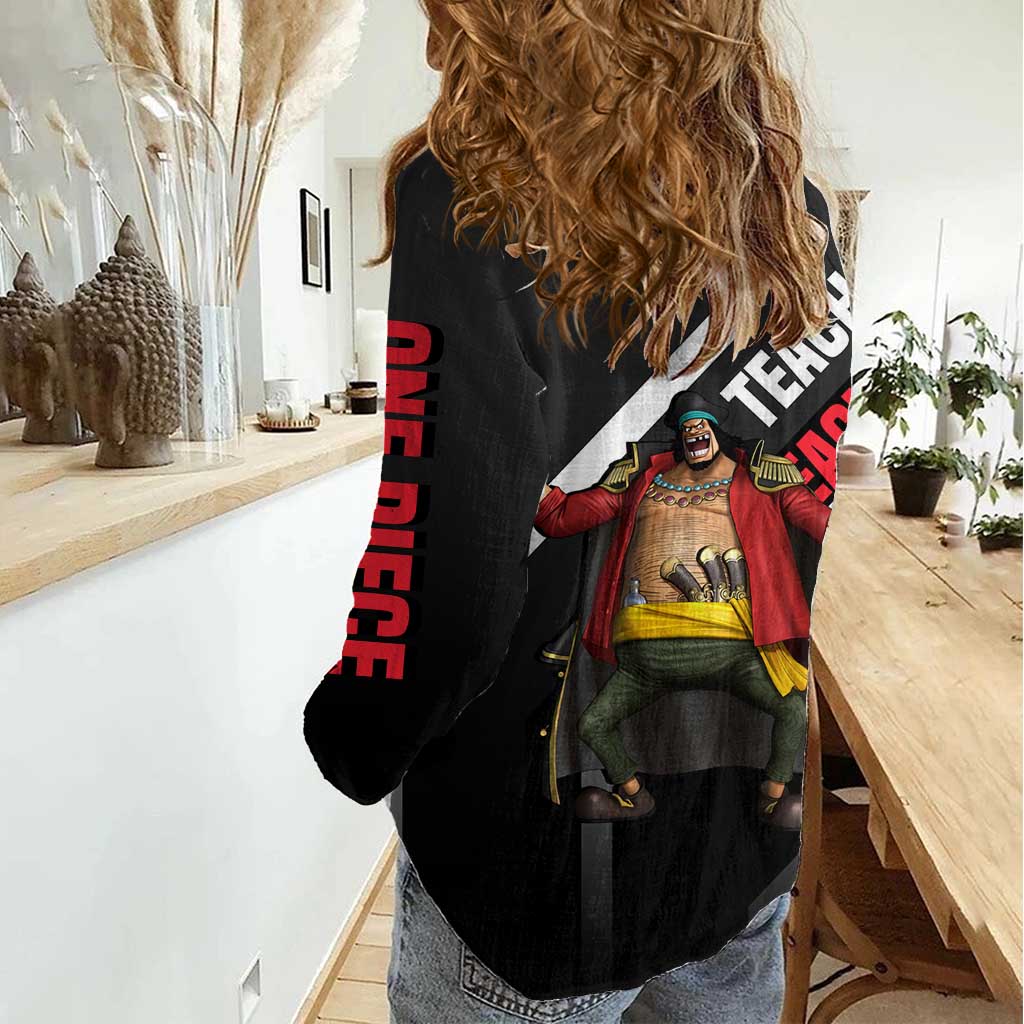 Marshall D. Teach One Piece Women Casual Shirt with Blackbeard Pirate Pose and Fierce Design - The Mazicc