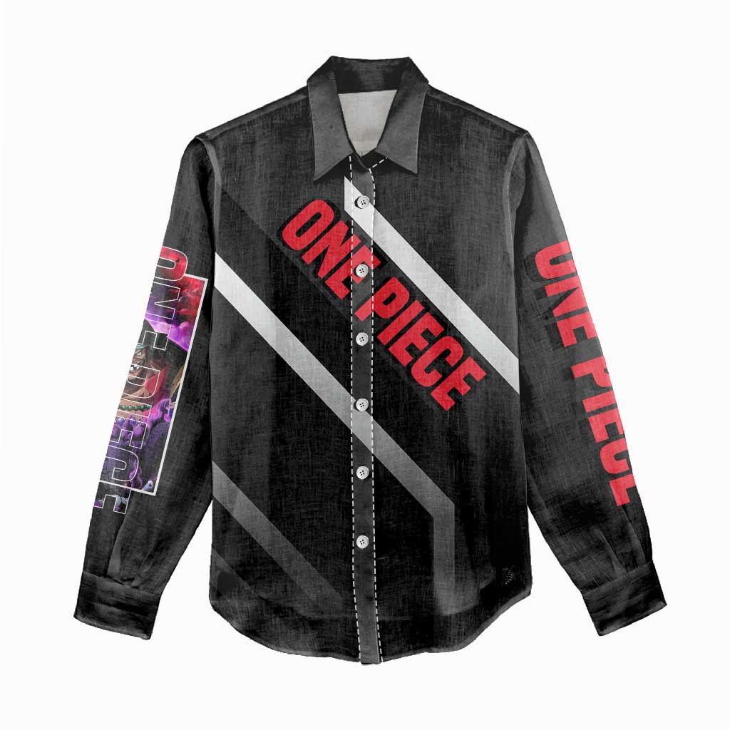 Marshall D. Teach One Piece Women Casual Shirt with Blackbeard Pirate Pose and Fierce Design - The Mazicc