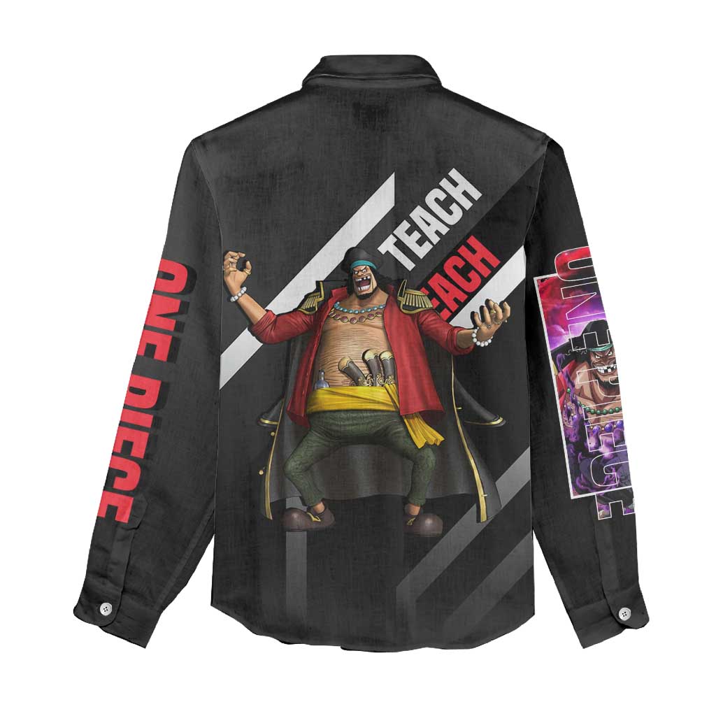 Marshall D. Teach One Piece Women Casual Shirt with Blackbeard Pirate Pose and Fierce Design - The Mazicc