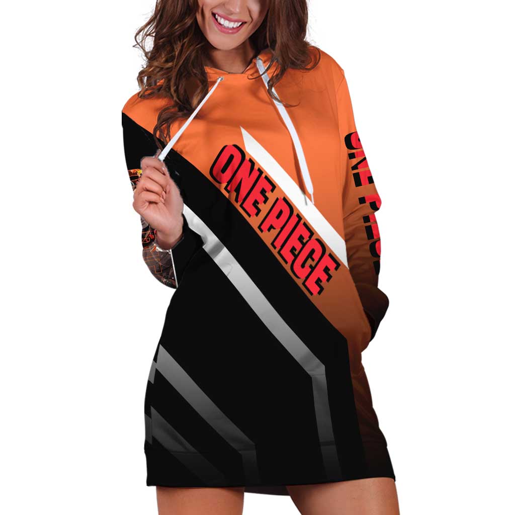 Portgas D. Ace One Piece Hoodie Dress with Fire Powers and Bold Action Pose Design - The Mazicc