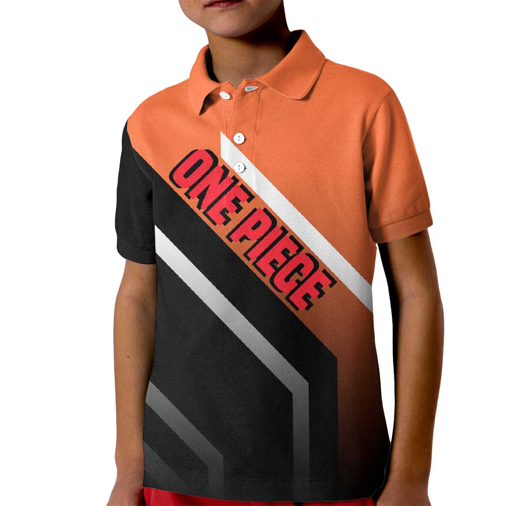 Portgas D. Ace One Piece Kid Polo Shirt with Fire Powers and Bold Action Pose Design - The Mazicc
