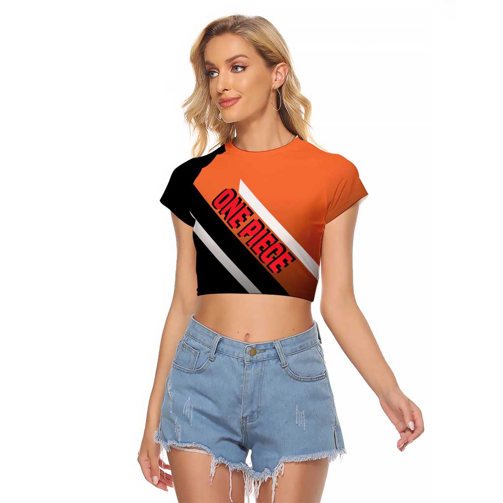 Portgas D. Ace One Piece Raglan Cropped T Shirt with Fire Powers and Bold Action Pose Design - The Mazicc
