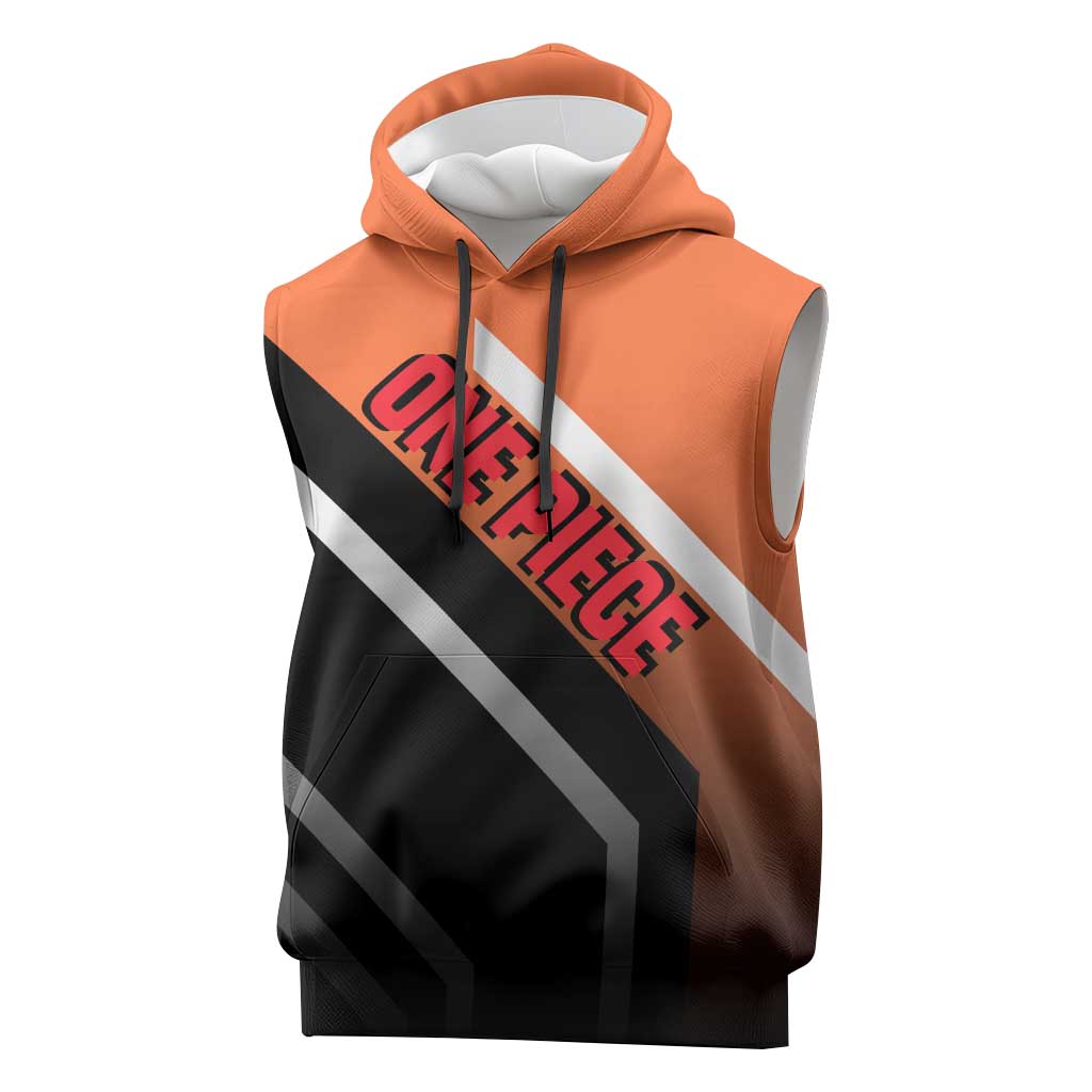 Portgas D. Ace One Piece Sleeveless Hoodie with Fire Powers and Bold Action Pose Design - The Mazicc