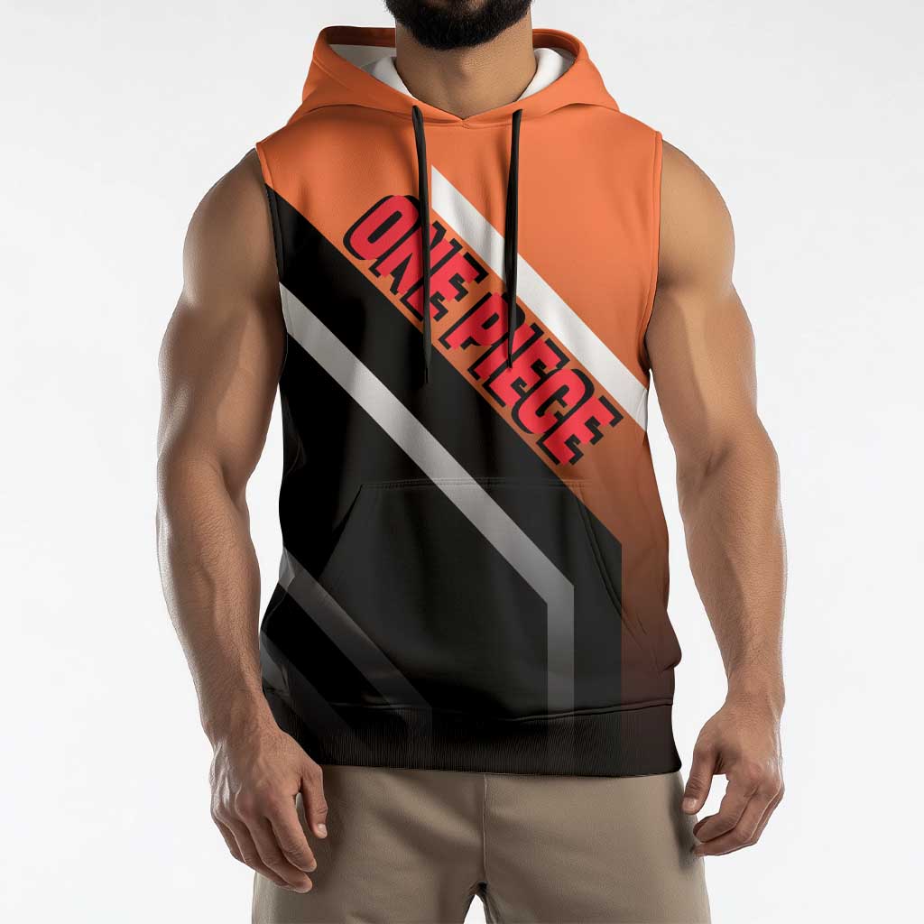 Portgas D. Ace One Piece Sleeveless Hoodie with Fire Powers and Bold Action Pose Design - The Mazicc