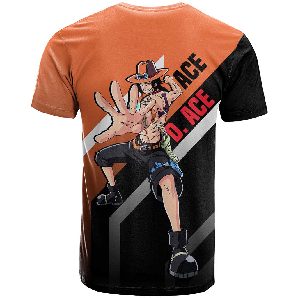 Portgas D. Ace One Piece T Shirt with Fire Powers and Bold Action Pose Design - The Mazicc