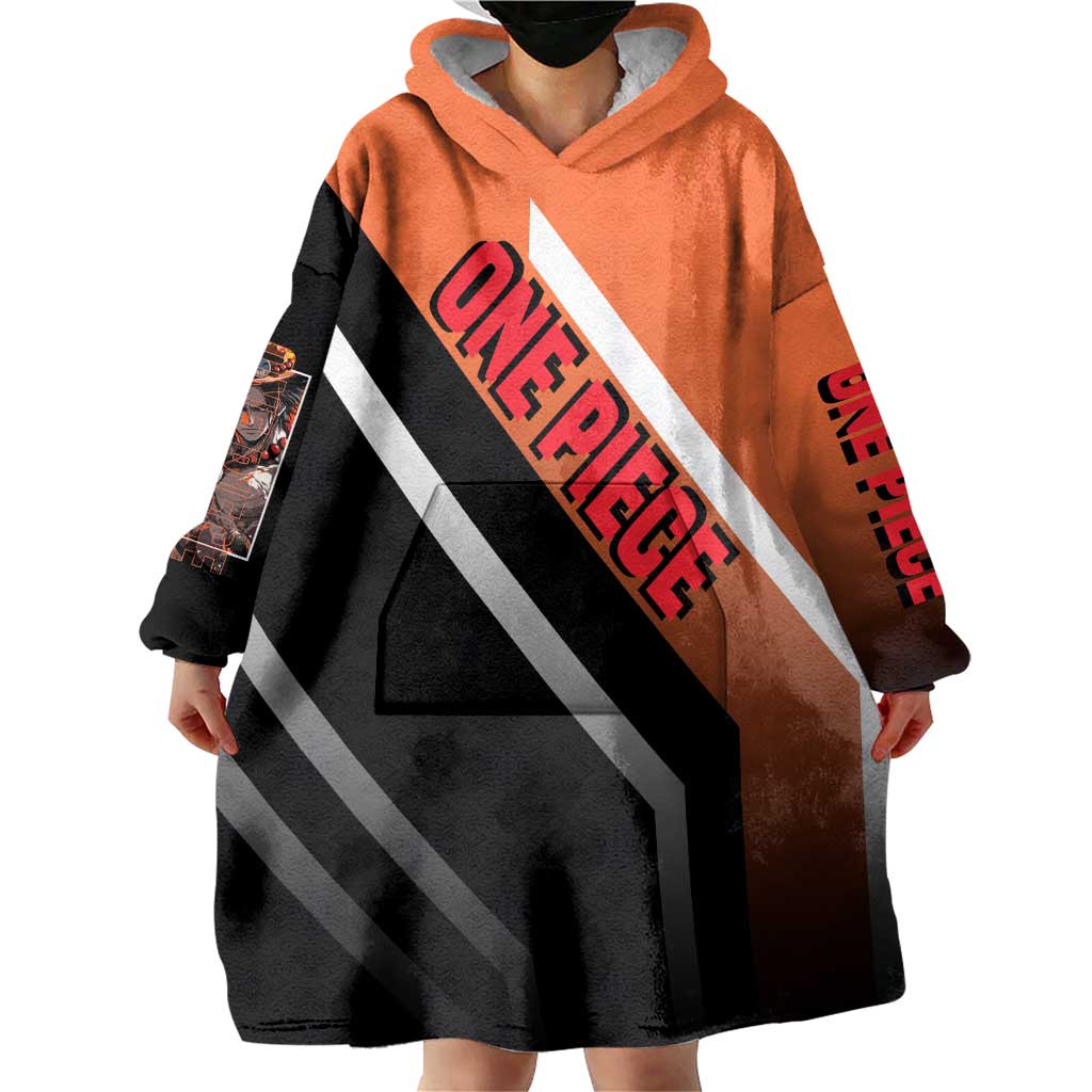 Portgas D. Ace One Piece Wearable Blanket Hoodie with Fire Powers and Bold Action Pose Design - The Mazicc
