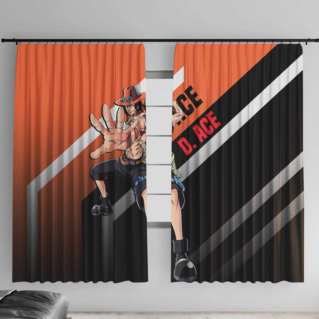 Portgas D. Ace One Piece Window Curtain with Fire Powers and Bold Action Pose Design - The Mazicc