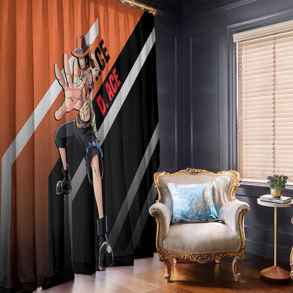 Portgas D. Ace One Piece Window Curtain with Fire Powers and Bold Action Pose Design - The Mazicc