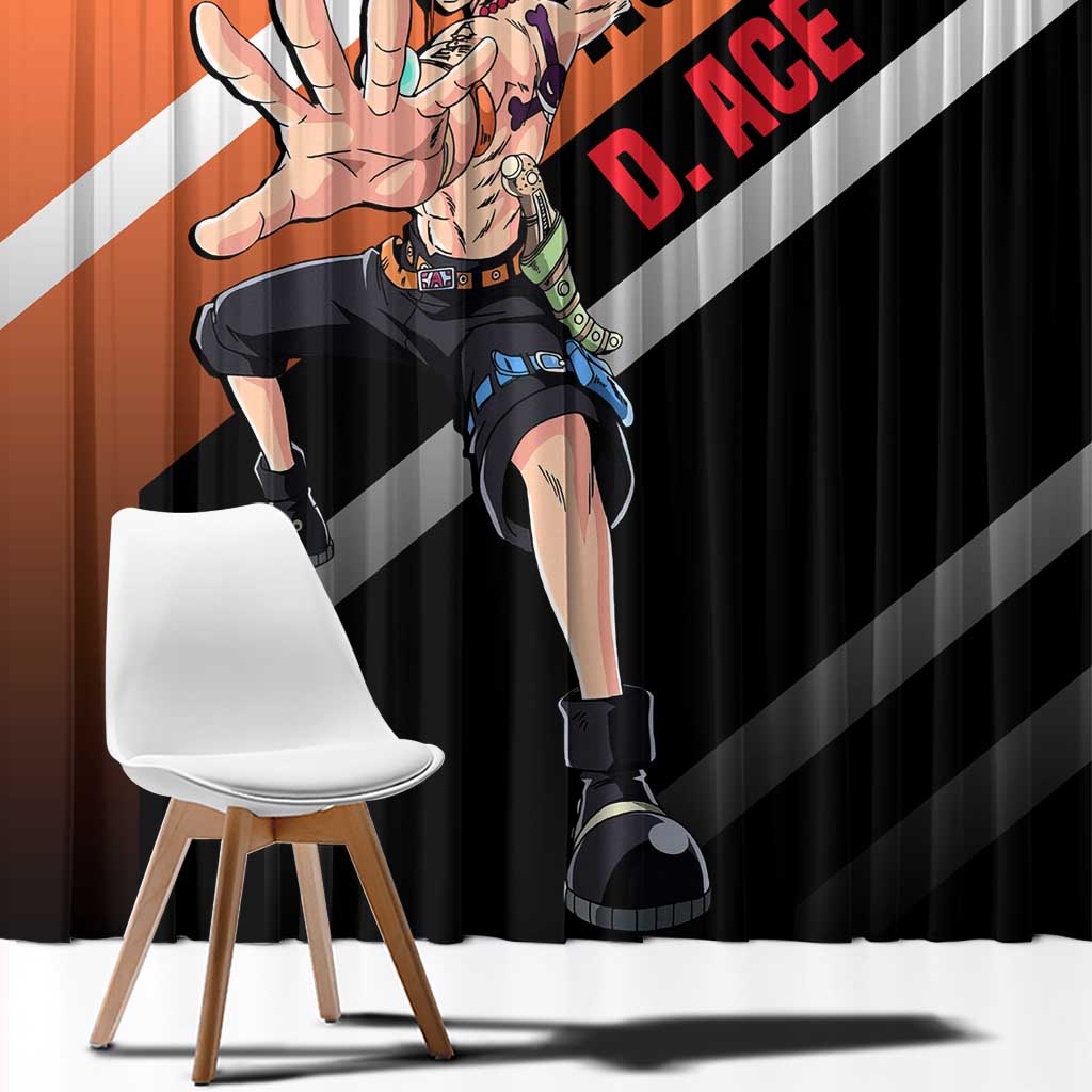 Portgas D. Ace One Piece Window Curtain with Fire Powers and Bold Action Pose Design - The Mazicc