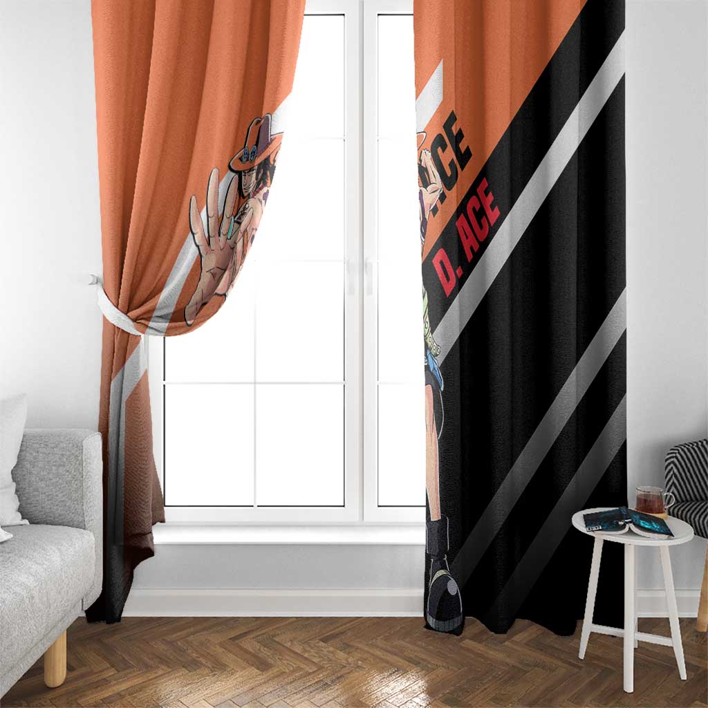 Portgas D. Ace One Piece Window Curtain with Fire Powers and Bold Action Pose Design - The Mazicc