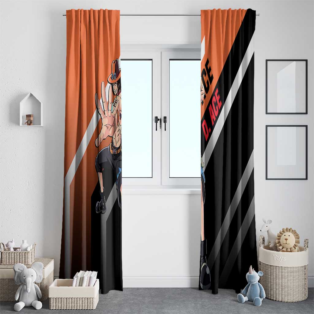Portgas D. Ace One Piece Window Curtain with Fire Powers and Bold Action Pose Design - The Mazicc