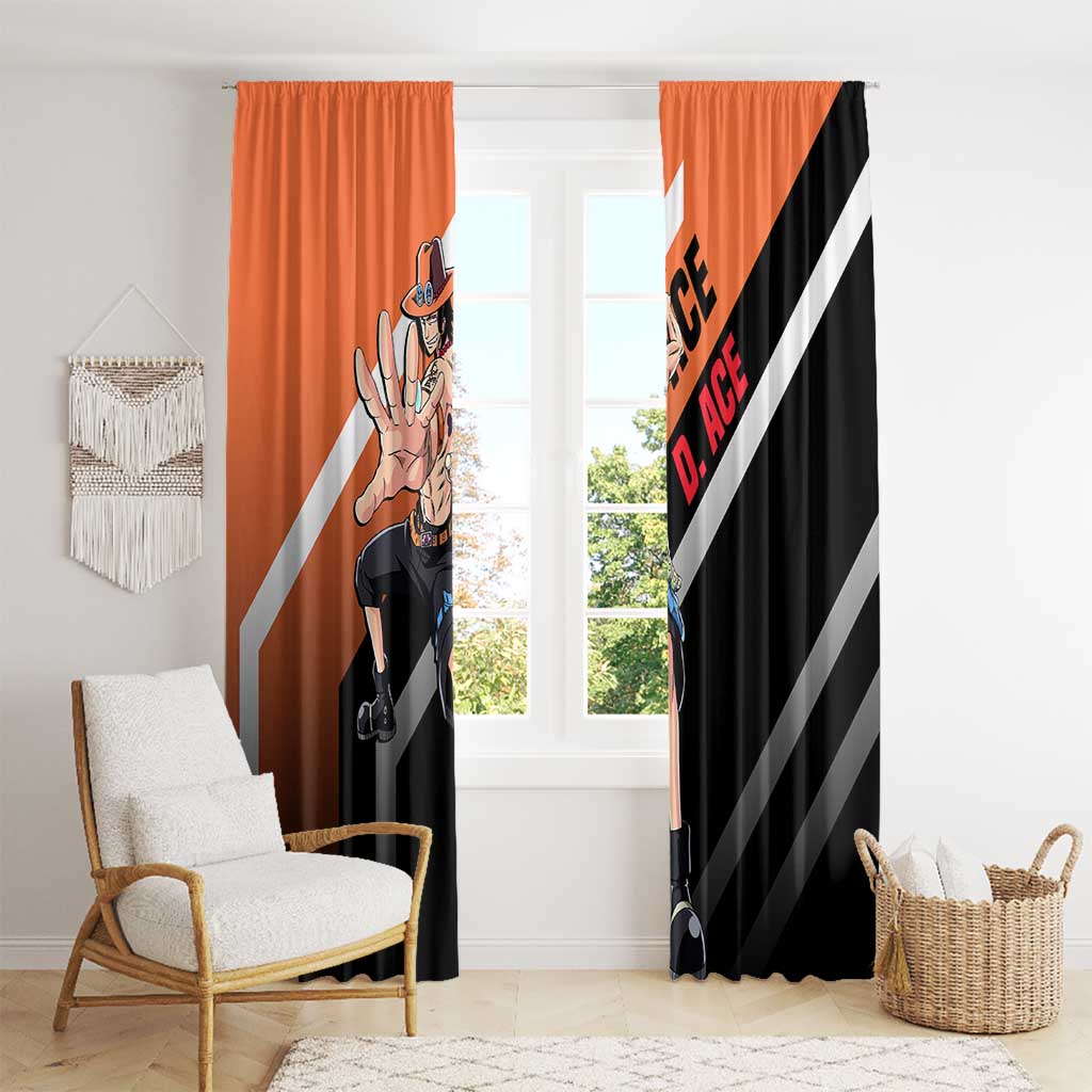 Portgas D. Ace One Piece Window Curtain with Fire Powers and Bold Action Pose Design - The Mazicc