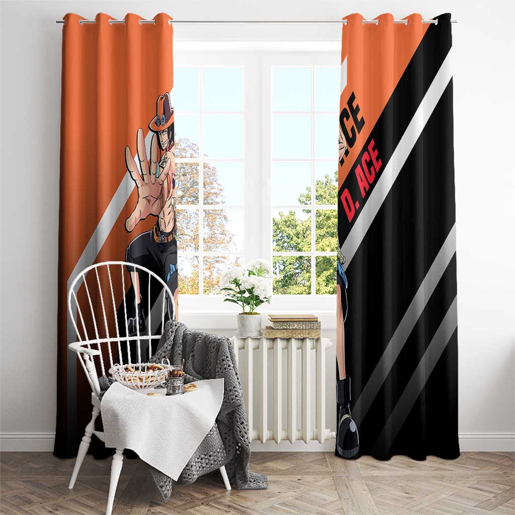 Portgas D. Ace One Piece Window Curtain with Fire Powers and Bold Action Pose Design - The Mazicc