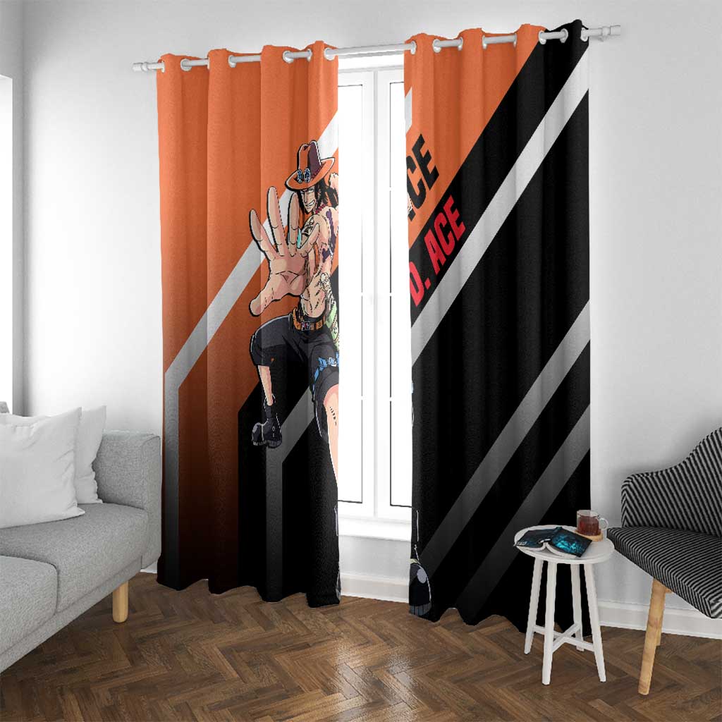 Portgas D. Ace One Piece Window Curtain with Fire Powers and Bold Action Pose Design - The Mazicc
