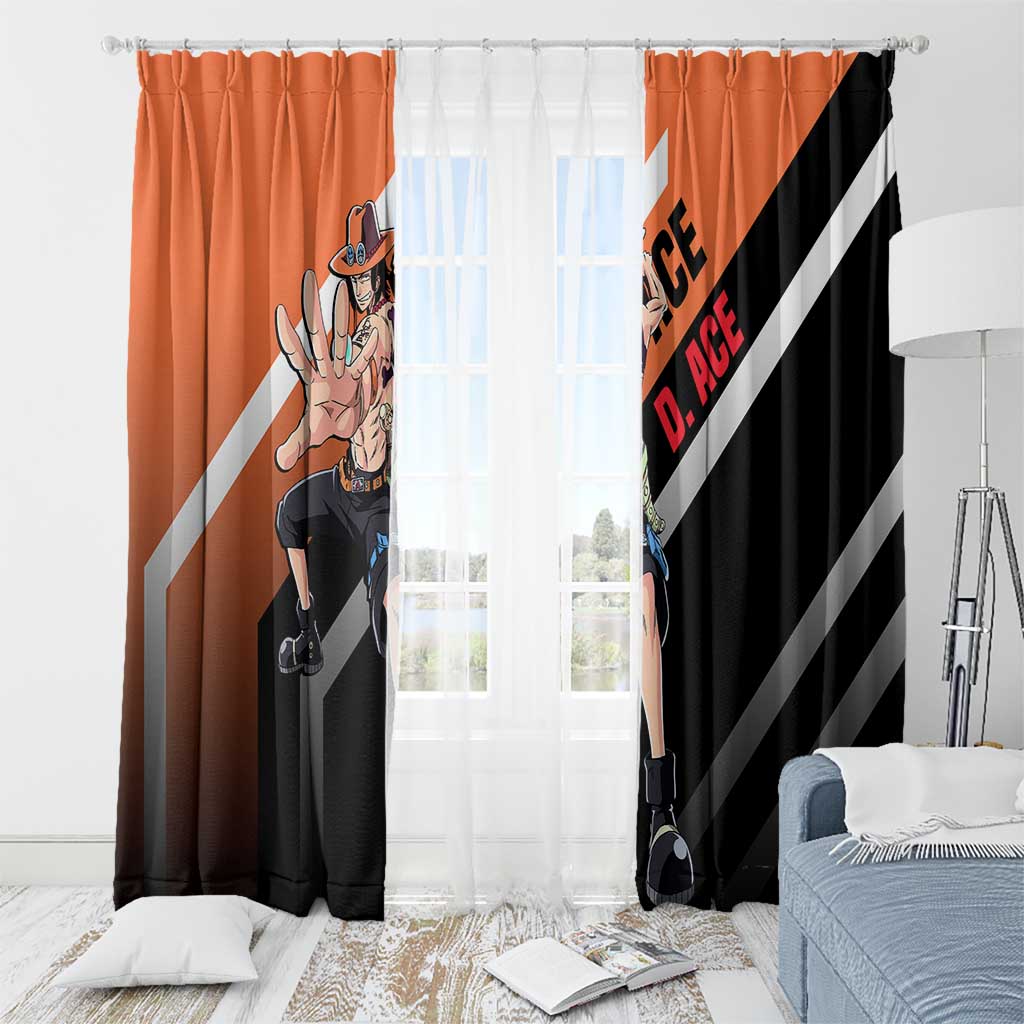 Portgas D. Ace One Piece Window Curtain with Fire Powers and Bold Action Pose Design - The Mazicc