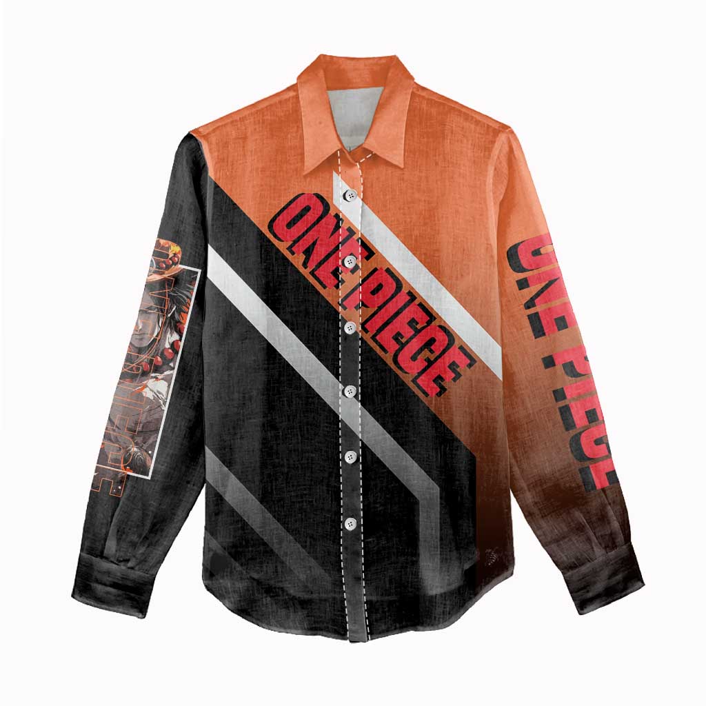 Portgas D. Ace One Piece Women Casual Shirt with Fire Powers and Bold Action Pose Design - The Mazicc