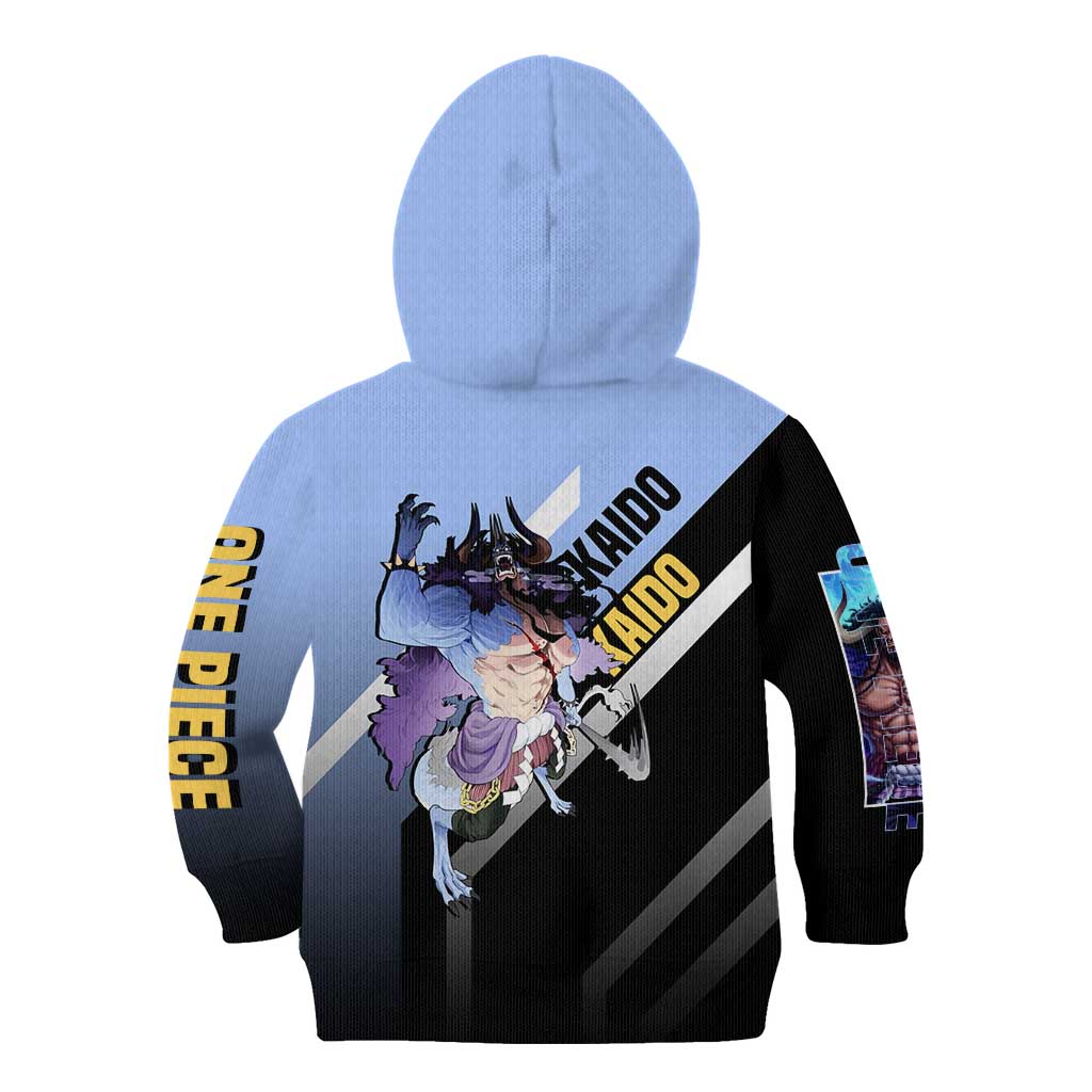 Kaido One Piece Kid Hoodie with Dragon Form and Fierce Battle Pose Design - The Mazicc