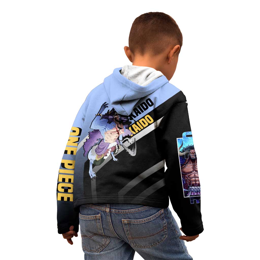 Kaido One Piece Kid Hoodie with Dragon Form and Fierce Battle Pose Design - The Mazicc