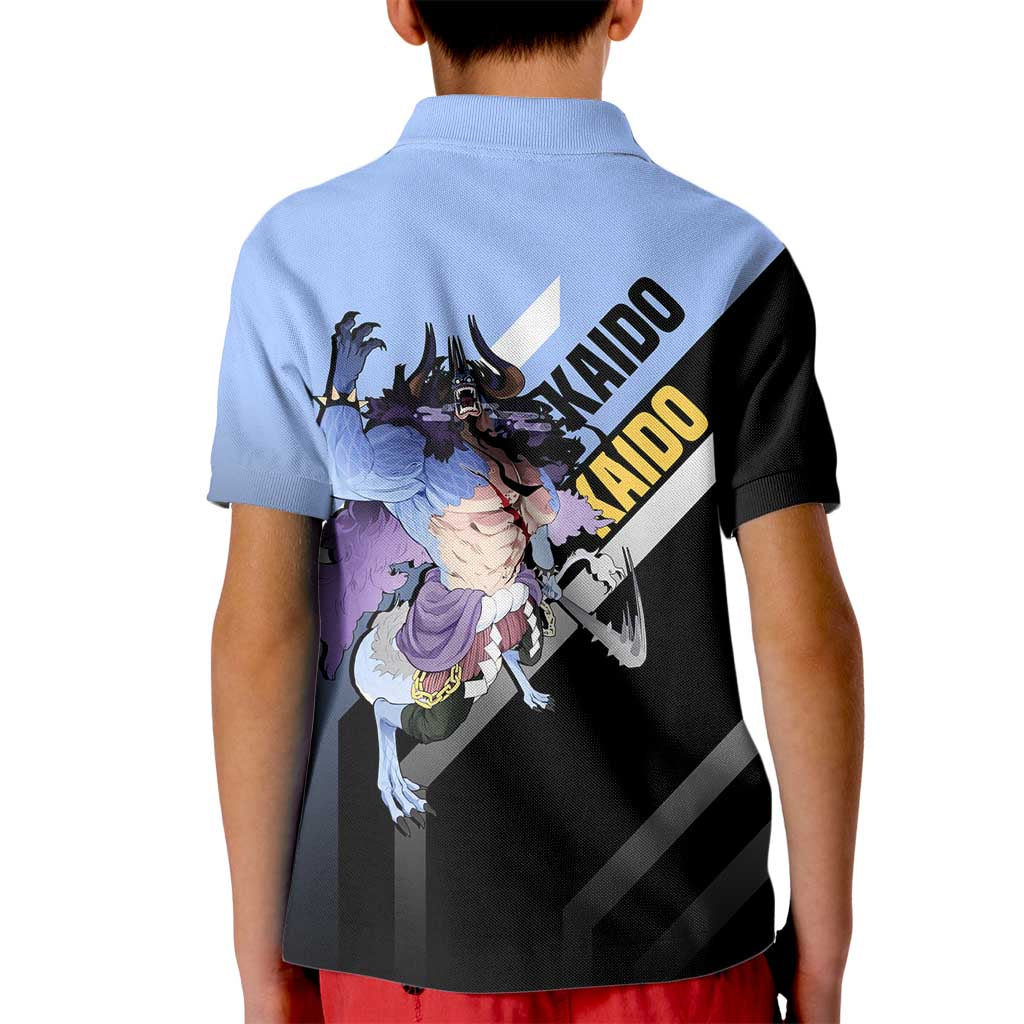Kaido One Piece Kid Polo Shirt with Dragon Form and Fierce Battle Pose Design - The Mazicc