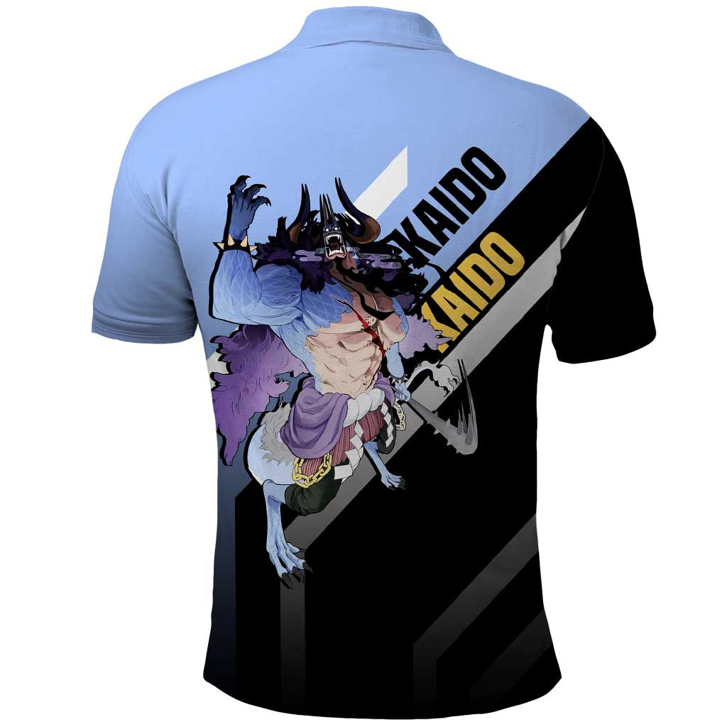 Kaido One Piece Polo Shirt with Dragon Form and Fierce Battle Pose Design - The Mazicc