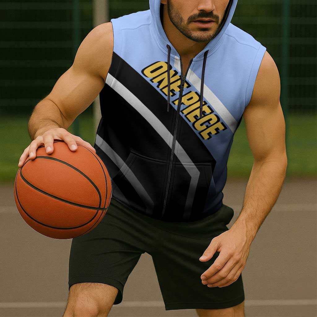 Kaido One Piece Sleeveless Zip Hoodie with Dragon Form and Fierce Battle Pose Design - The Mazicc