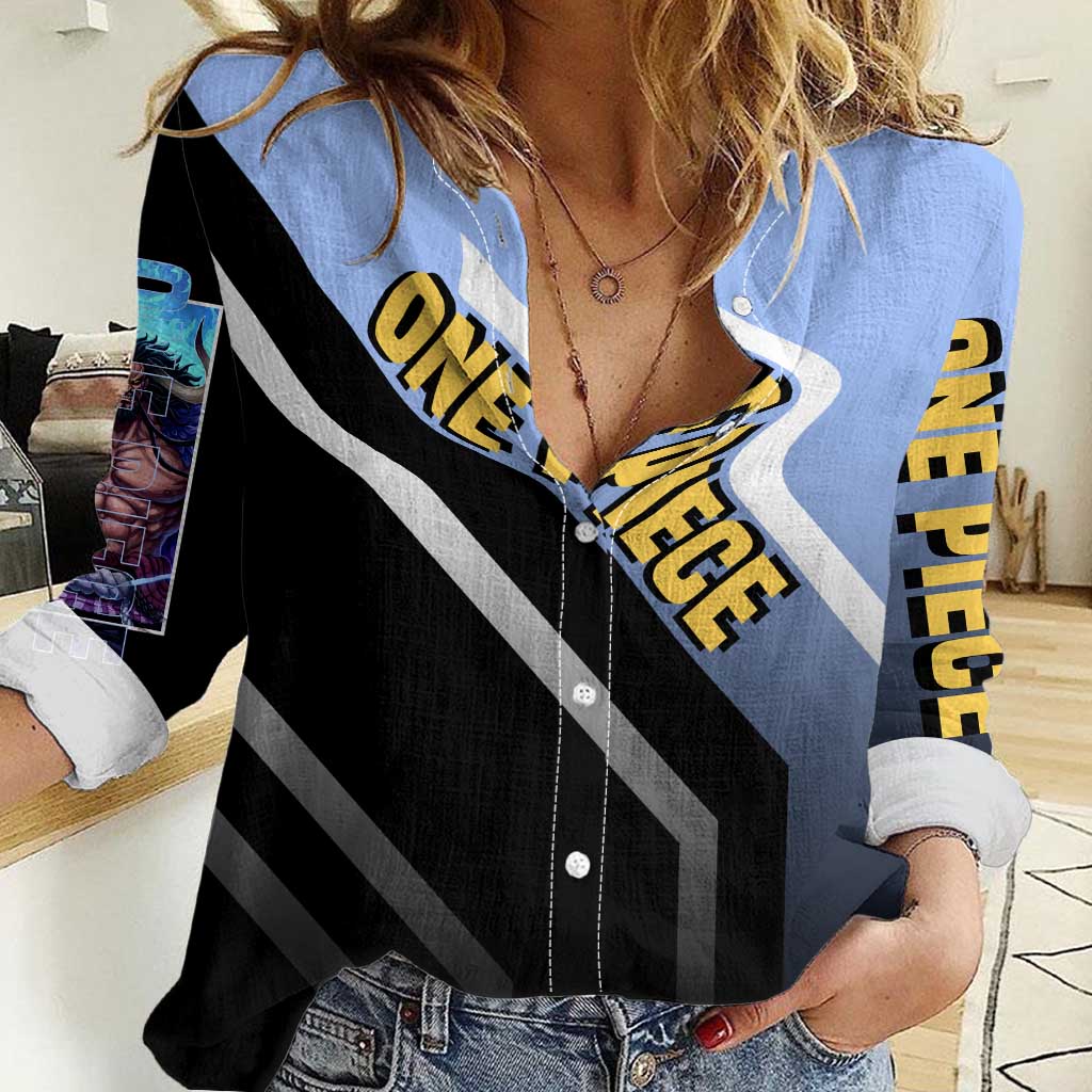 Kaido One Piece Women Casual Shirt with Dragon Form and Fierce Battle Pose Design - The Mazicc
