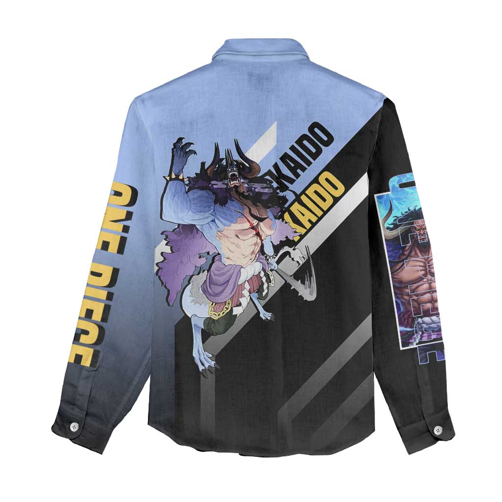 Kaido One Piece Women Casual Shirt with Dragon Form and Fierce Battle Pose Design - The Mazicc