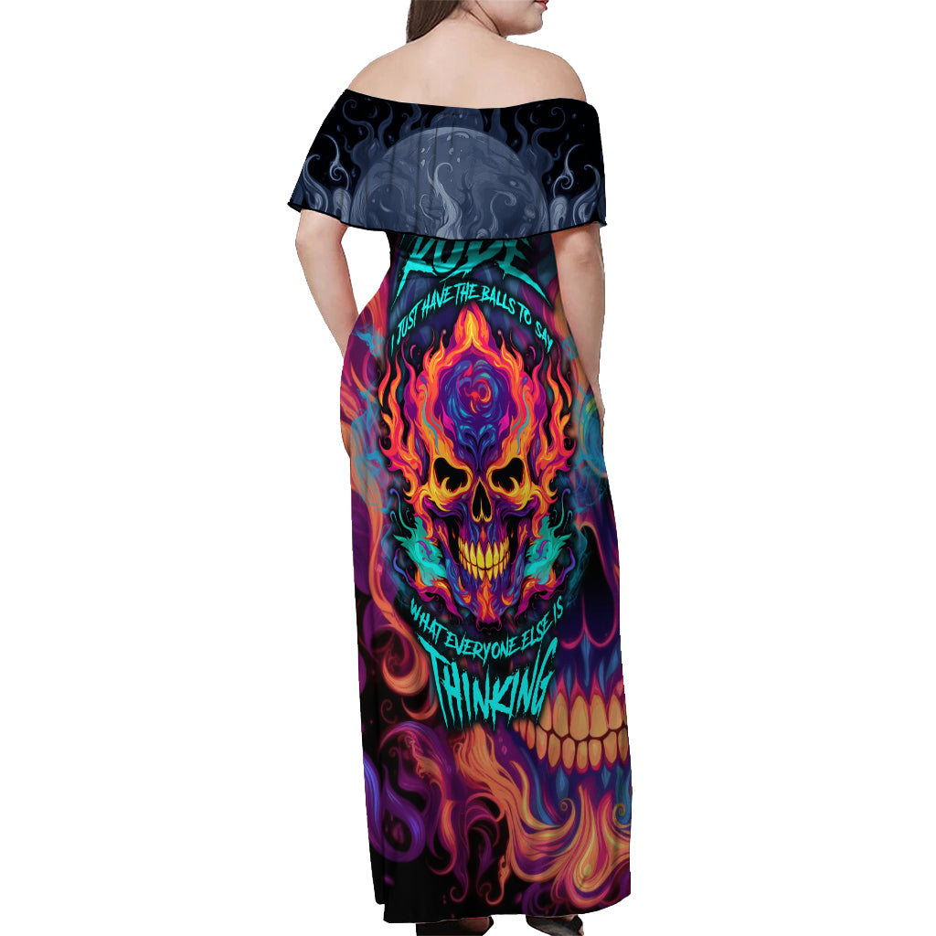 colorful-fire-skull-off-shoulder-maxi-dress-im-not-rude-i-just-have-the-balls-to-say-what-everyone-else-is-thingking