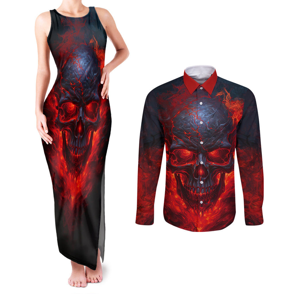 horror-skull-couples-matching-tank-maxi-dress-and-long-sleeve-button-shirts-if-karma-doesnt-hit-you-trust-me-i-will