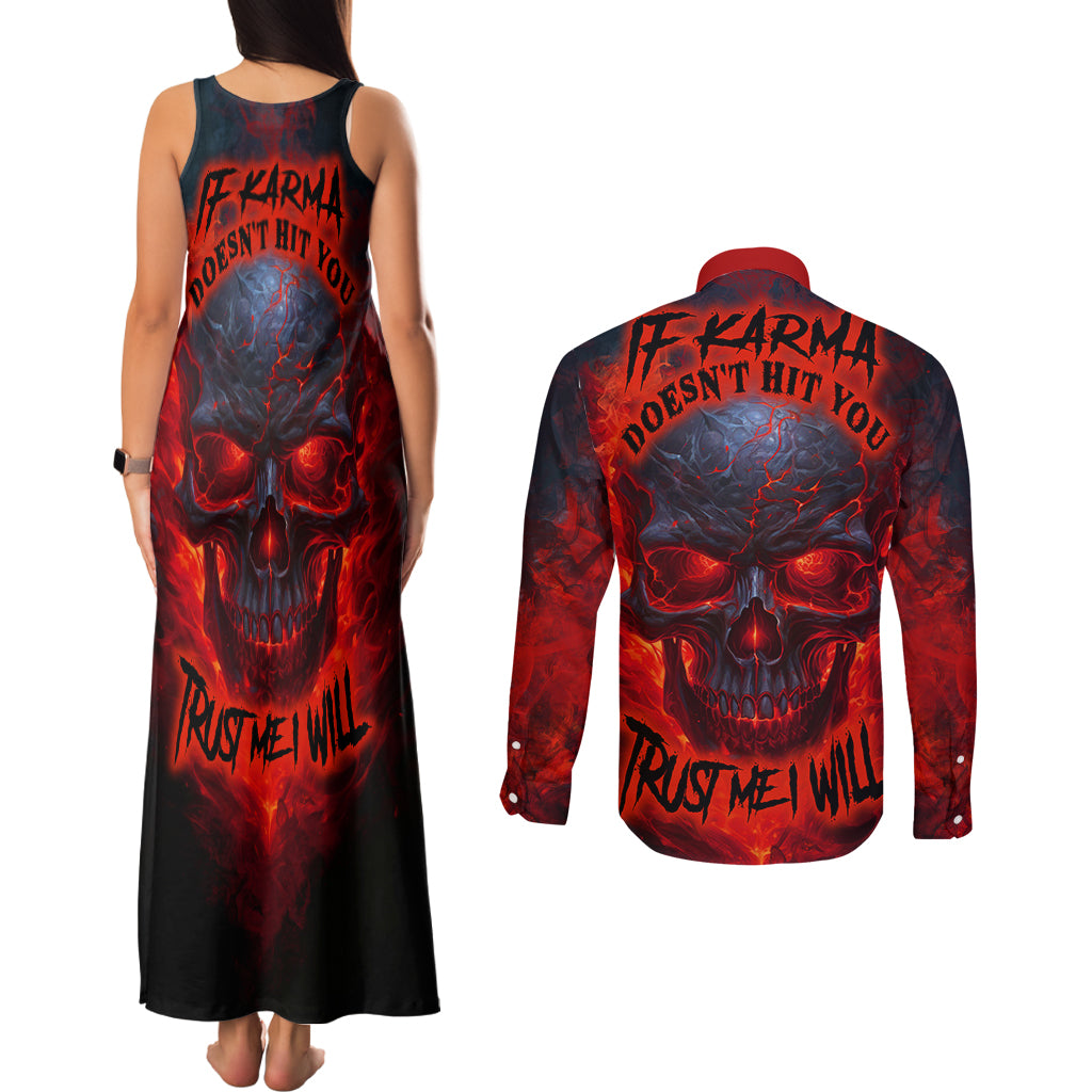 horror-skull-couples-matching-tank-maxi-dress-and-long-sleeve-button-shirts-if-karma-doesnt-hit-you-trust-me-i-will