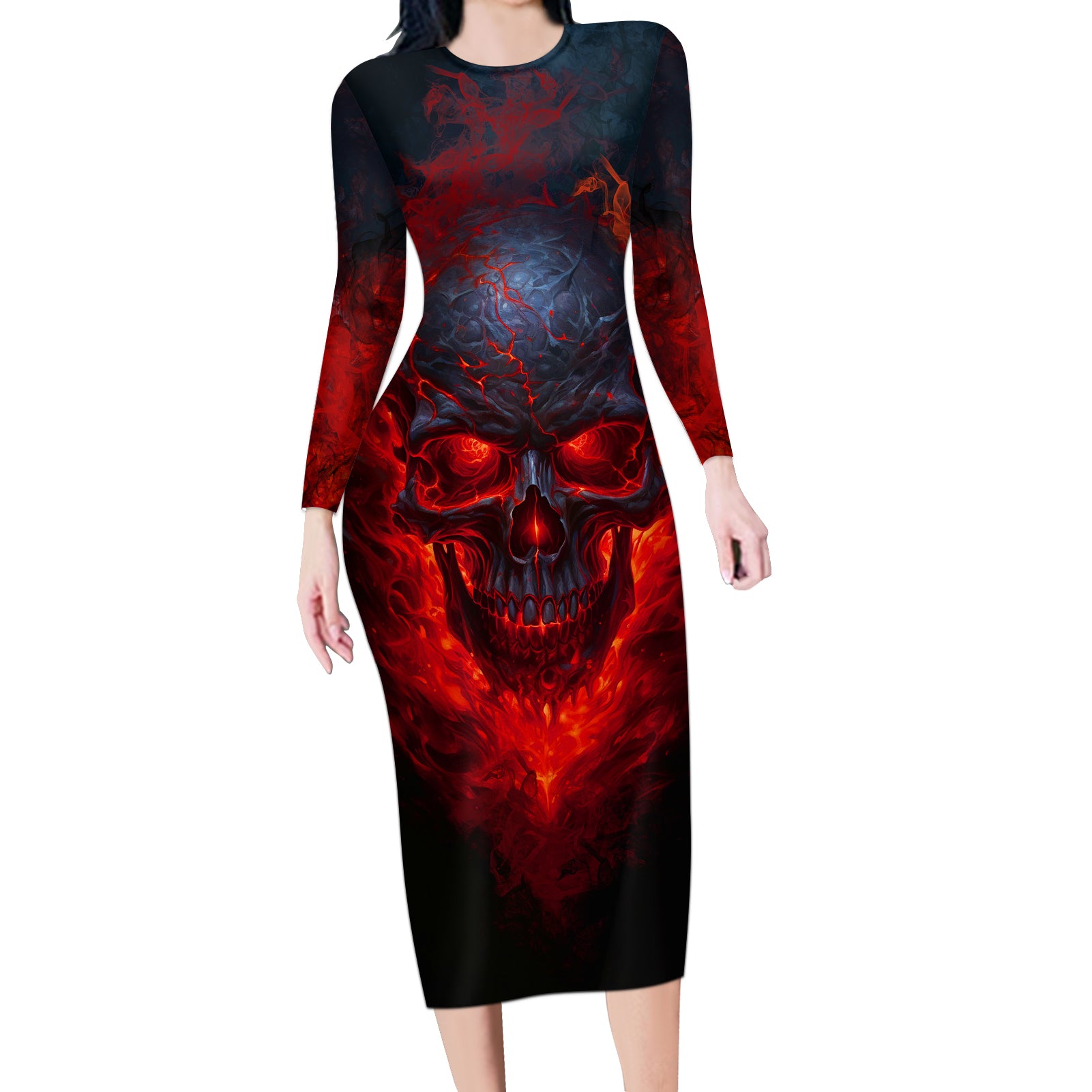 horror-skull-long-sleeve-bodycon-dress-if-karma-doesnt-hit-you-trust-me-i-will