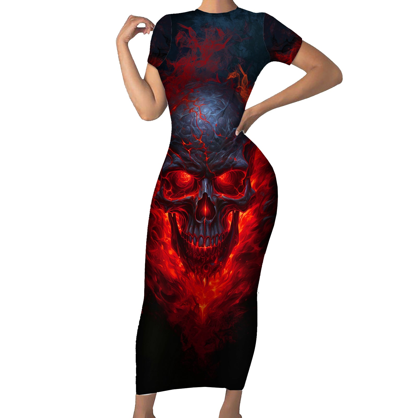 horror-skull-short-sleeve-bodycon-dress-if-karma-doesnt-hit-you-trust-me-i-will