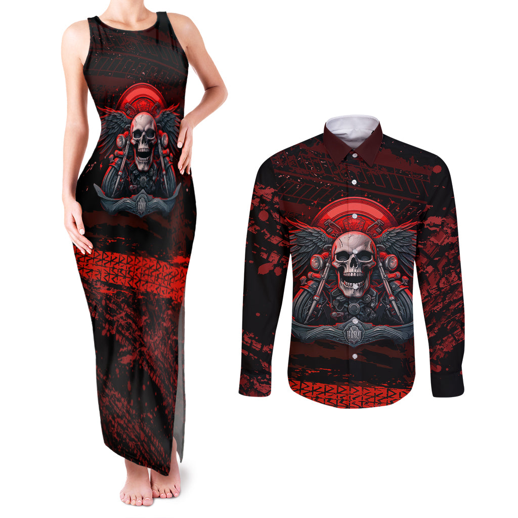 skull-biker-couples-matching-tank-maxi-dress-and-long-sleeve-button-shirts-legend-never-die