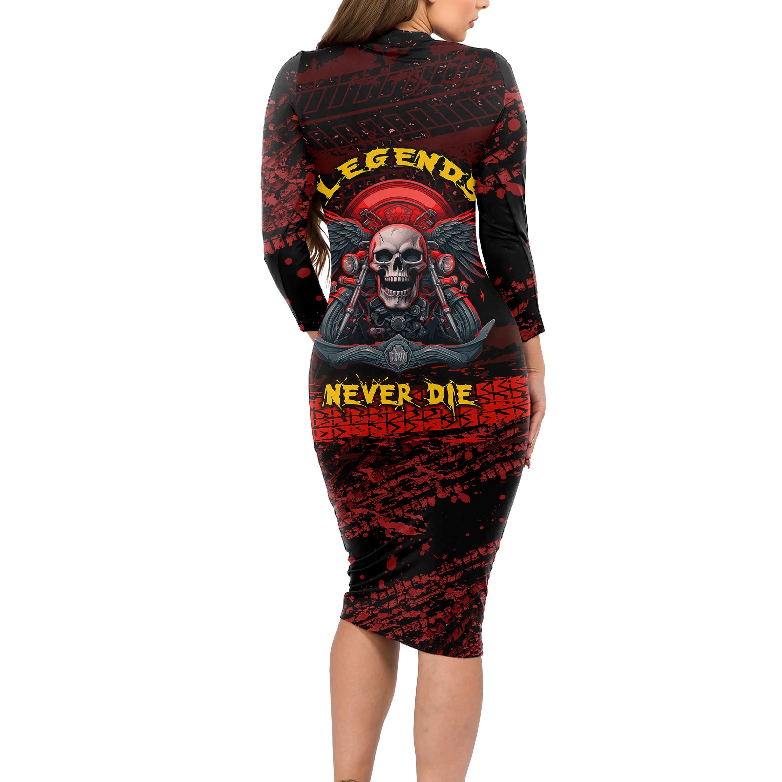 skull-biker-long-sleeve-bodycon-dress-legend-never-die