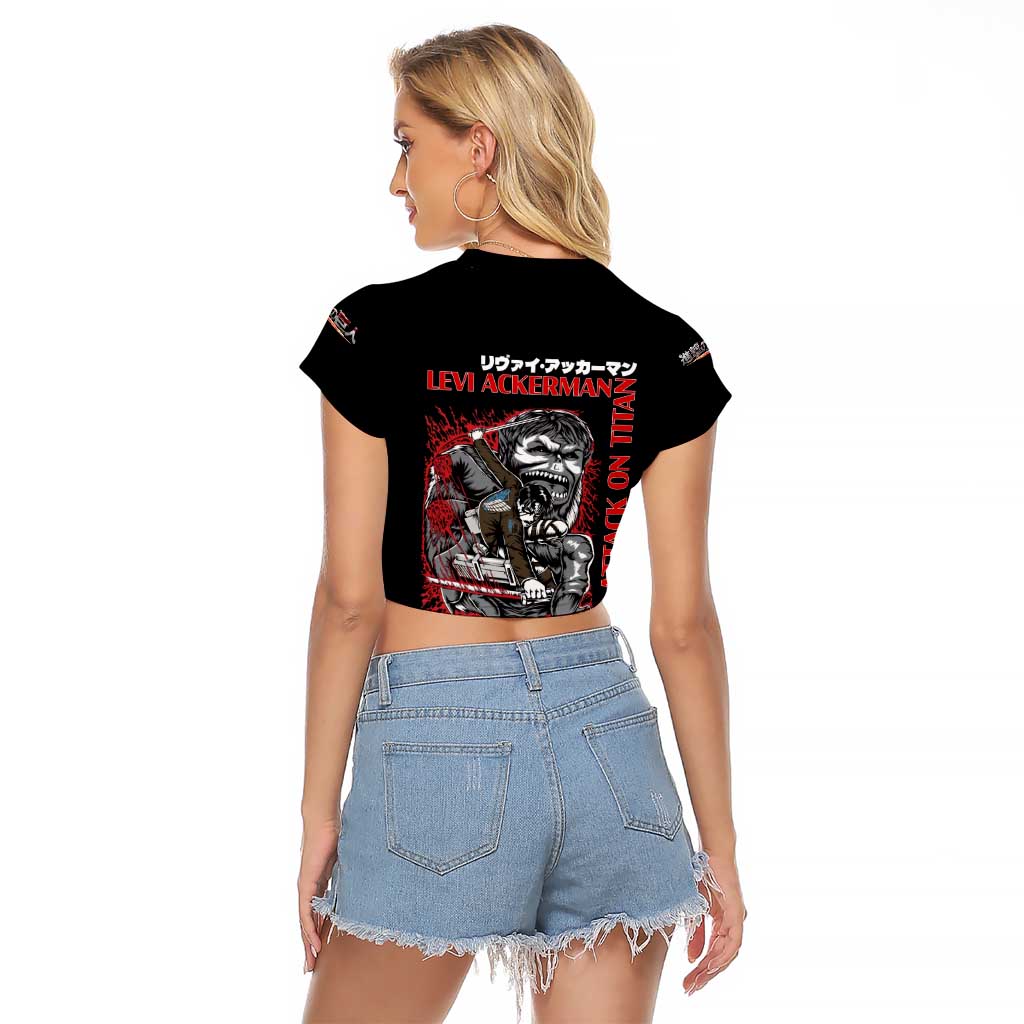Levi Ackerman x Beast Titan Attack on Titan Raglan Cropped T Shirt Anime Style