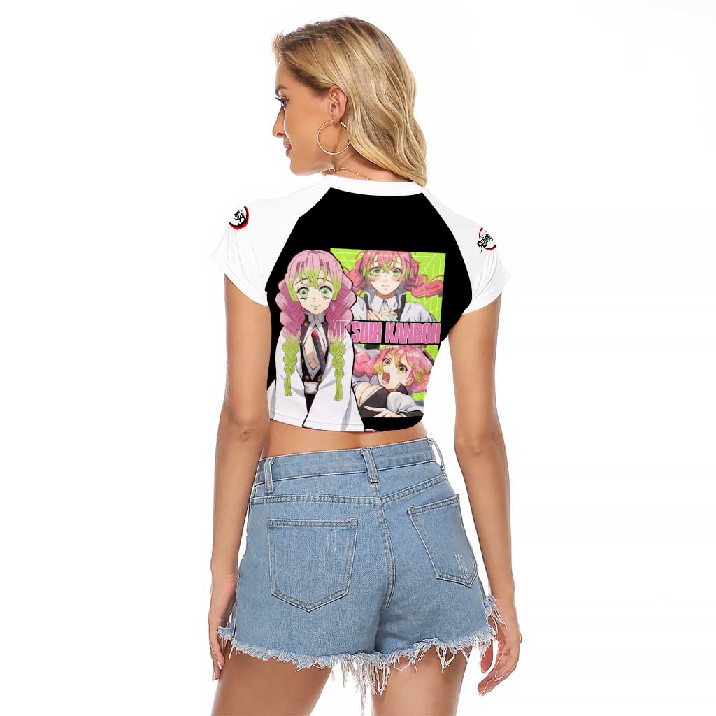 Mitsuri Kanroji V2 Demon Slayer Raglan Cropped T Shirt Anime Style